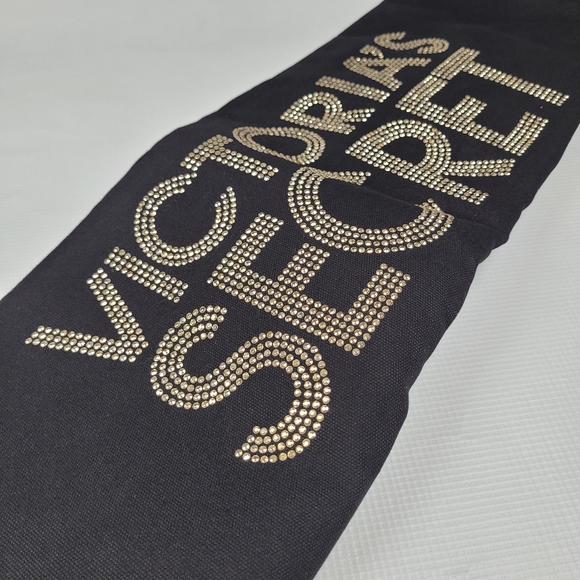 NWT Victoria's Secret Tote Bling Lettering VS Gold Black Large Canvas Duffle - Picture 7 of 9